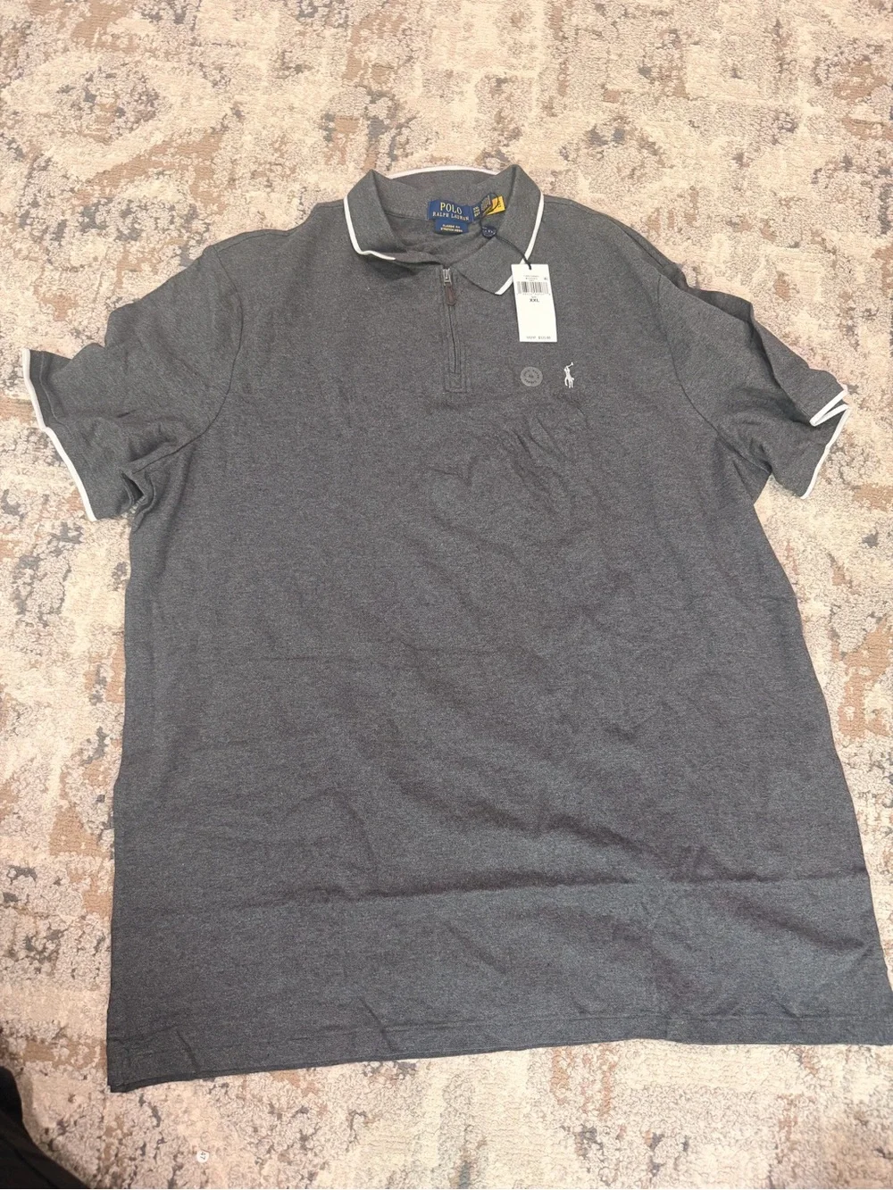 Classic Fit Stretch Mesh Short Sleeve Zip Polo Shirt